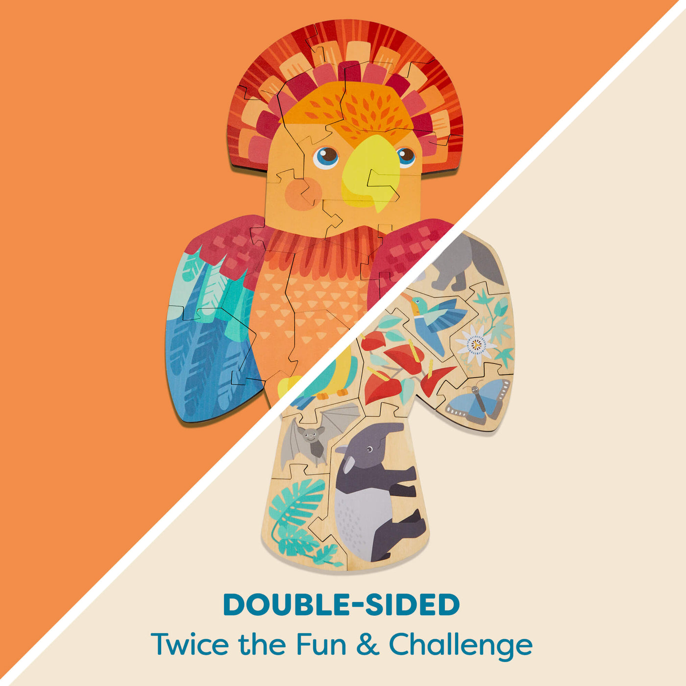 Parrot 2-in-1 Wooden Puzzle